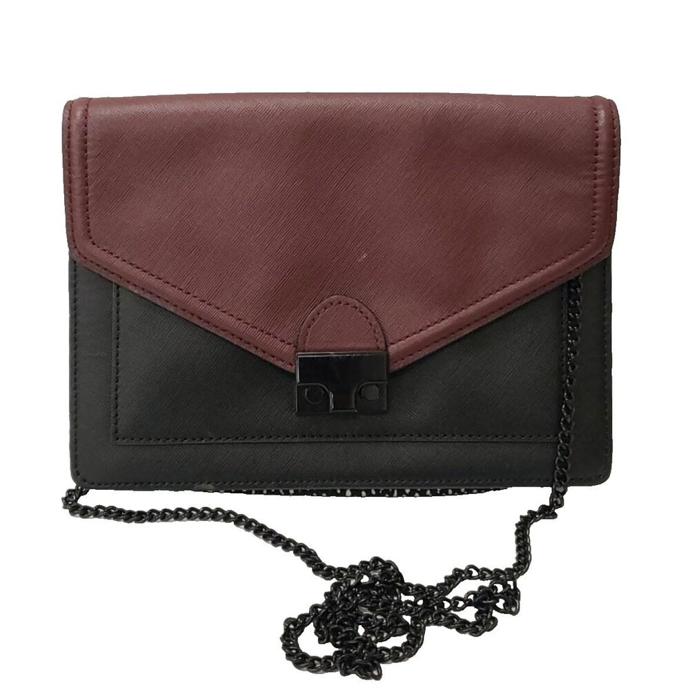 Loeffler Randall Burgundy Black Gorgeous Chain Crossbody Leather Bag Purse